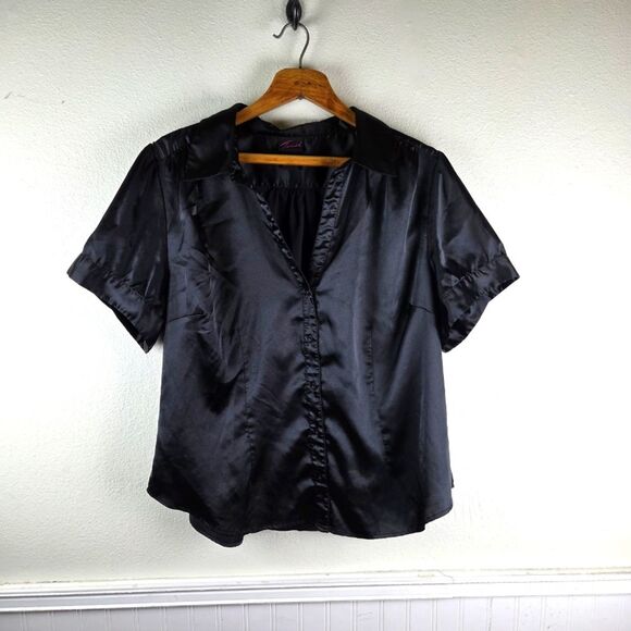 Women's Torrid Plus Size Capsule Closet Elegant Black Satin Blouse Size 3xl - Picture 1 of 8